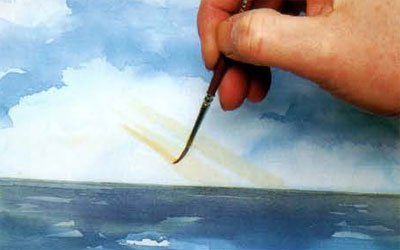 Роспись шелка. Рисуем картину с морским пейзажем.
