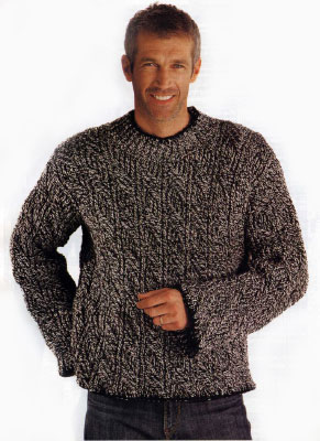 Вяжем мужчине на спицах. Схемы вязания классического пуловера с жаккардовым узором. 