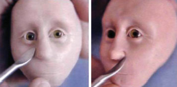 Изготовление куклы из полимерных пластиков. Лепим голову куклы: череп, глаза, нос, щеки, рот, подбородок, челюсть, шею.