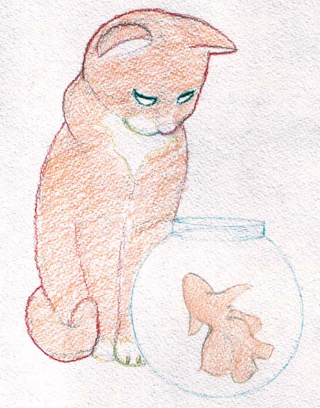 Уроки живописи карандашом. Котенок и рыбка. | Рукоделие и хобби. Видео,  фото: как сделать, сшить, связать своими руками